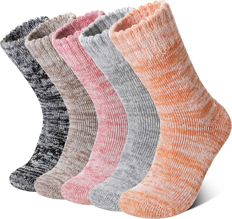 Velice Merino Wool Socks for Women 5 Pairs Warm Winter Hiking Thick Thermal Cozy Boot Work Soft Ladies Crew Socks - Image 1